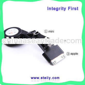 hot selling 3 in 1 retractable for Iphone/Ipad,Mini usb data cable