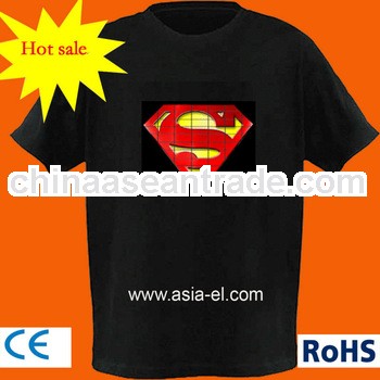 hot-selling flashing t-shirt ,sound active el flash up shirt with wireless inverter