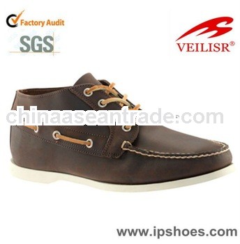 hot selling mid cut genuine leather men boat shoes
