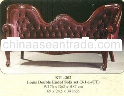 Louis Double Ended Sofa Set Mahogany Indoor Furniture.