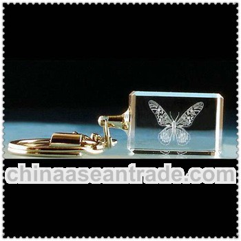 laser crystal butterfly gift with keychain key ring.