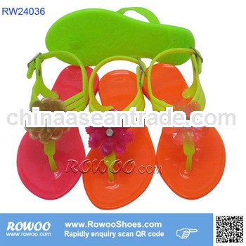 latest fashion girls jelly sandals with ornament