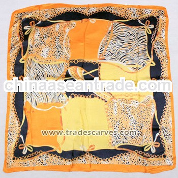 leopard print fashion silk square muslim scarf