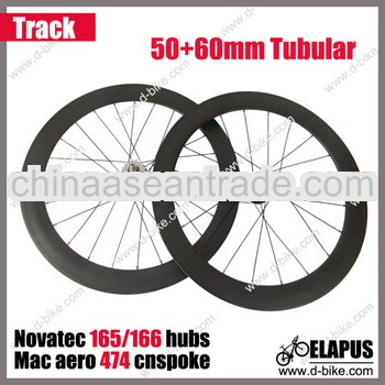 lightweight full carbon track bicycle wheel 50mm front +60mm rear tubular