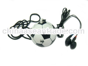 mini radio with earphone and hanging rope,football radio,ball shape