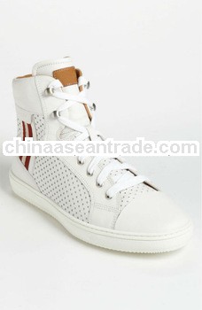 new 2013 winter high quality perforated PU classic high-top web strips men sneaker men boots