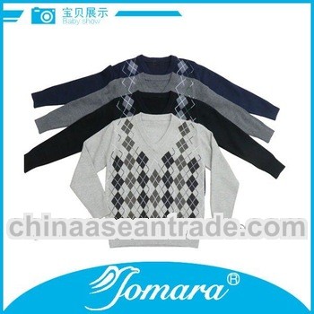 new design V-neck boys white pullover sweater
