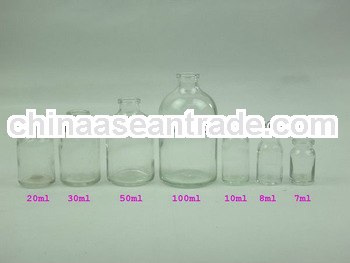 penicillin glass bottle & transparent medical glass bottle with rubber stopper