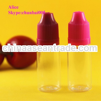 pet dropper bottles 10ml with colored childproof for eliquid with long thin tip,SGS and TUV