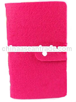 pink felt wallet card case
