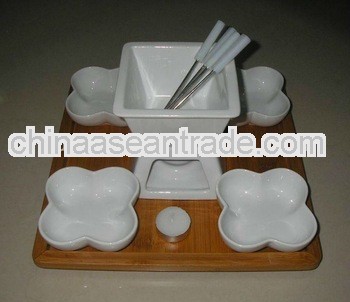 porcelain chocolate hot pot set with 4 dishes