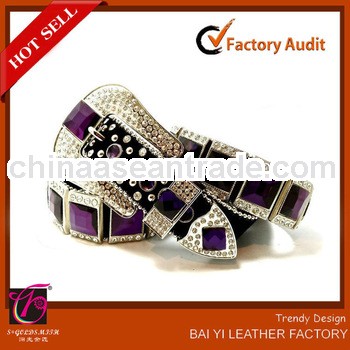 purple colore rhinestone bead belt for lady