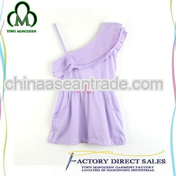 purple single shoulder baby girls dress wholesale children's wear dress