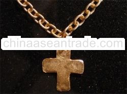 Handcast Gold Chain Cross Necklace