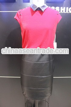 red and black office uniform dresses