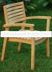 Natural Fine Sanded Teak Tablet Arm Chair