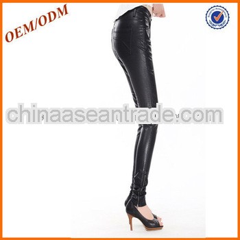 skinny causal trouser black PU leather for ladies