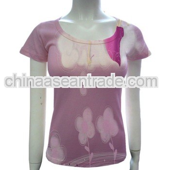 slim fit womens fashion design cotton custom printing tee shirt