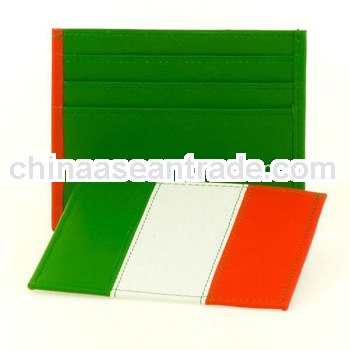 soft leather Italian flag card holder