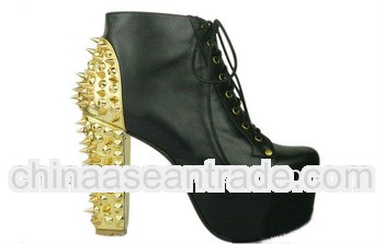 thick platfrom heel short boots metal back spike rivets ankle boots