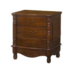 Mahogany Bedside Table 3 Drawers with Round Legs