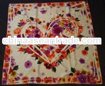 women fashion twill silk square heart print scarf