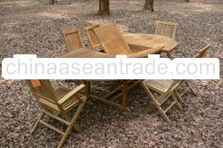 Oval Extending Table Set with Folding Chair