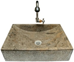 Wash basin rect,carved