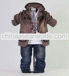 2012 New Autumn Brown Kids Clothes Set Boys 3Pcs Suit and T Shirt and Jeans Clothing 100% Same Like