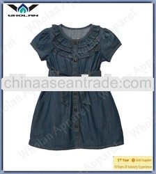 100% cotton Chambray button-front Wholesale Custom baby girls dress