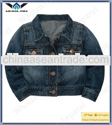100% cotton contrast stitching baby girls denim jacket