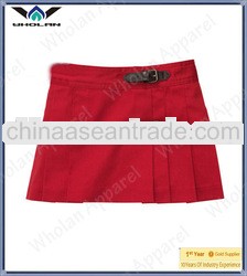 100 % cotton pleated skirt with side buckles baby girls skirt