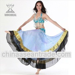 2012 Newest style shining sky blue gypsy Belly Dance performance wear,sexy sequin beaded blue belly 