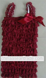 2013 Baby Girls Petti Lace Romper Burgundy Lace Romper Photography Prop Birthday Outfit Baby Shower