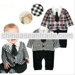2013 NEWEST STYLE BABY BOY CHECKED DESIGN ROMPER