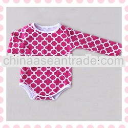 2013 New Arrivals! hot pink Quatrefoil Print Baby Bodysuit,long sleeves bodysuit