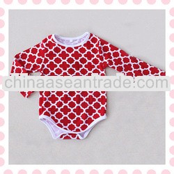 2013 New Arrivals! red Quatrefoil Print Baby Bodysuit,long sleeves bodysuit
