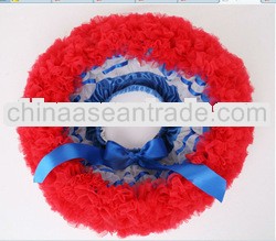 2013 hot sale christmas girl's royal blue pettiskirts with ribbon children chiffon petticoats ki