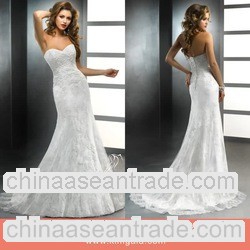 2014 Best Hot Sale Sweetheart Long Train Lace Wedding Dress Patterns