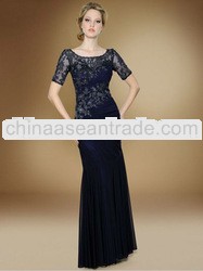 51304 Wholesale Chiffon Lace Applique Evening Dress with Sleeves