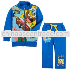 A4153#BLUE 18M-6Y Clothing factories in china baby winter polar fleece clothes boys sponge bob 2 pie