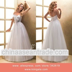 A-Line Strapless Floor Length Feather Wedding Dresses