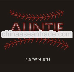 Auntie baseball hot fix rhinestone iron on transfer design for T-shirt