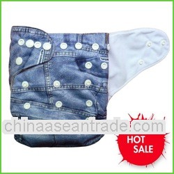 Baby Boy Blue Jeans Cloth Napppies, All in Two One Size Pocket Diapers