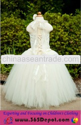 Baby Girl's Wedding Dress White Flower Tutu Dress Fluffy Long Dress