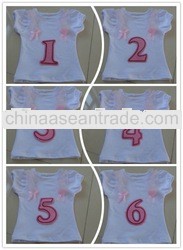Birthday numbers tank top with ruffles and bow,100% cotton top