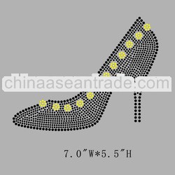 Bling High heeled shoes hotfix rhinestone transfer design for T-shirt