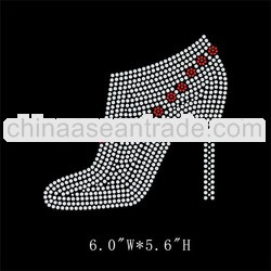 Bling High heeled shoes rhinestone iron on transfer design for T-shirt