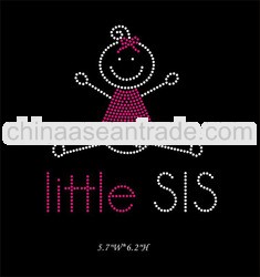 Bling Little Sis hotfix rhinestone transfer design for T-shirt
