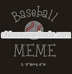 Bling iron on rhinestone transfer Baseball Meme design for T-shirt